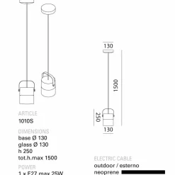 Toscot Swing lampada a sospensione in vetro soffiato made in Toscana