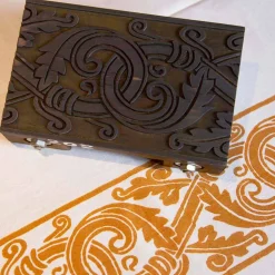 Tovaglia Artistica Stampata a Mano di Alto Artigianato Italiano in Cotone e Lino