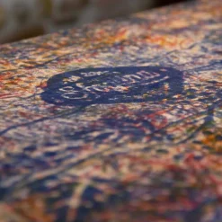 Tovaglia d'Arte Italiana con Disegno Stampato a Mano in Cotone Pezzo Unico