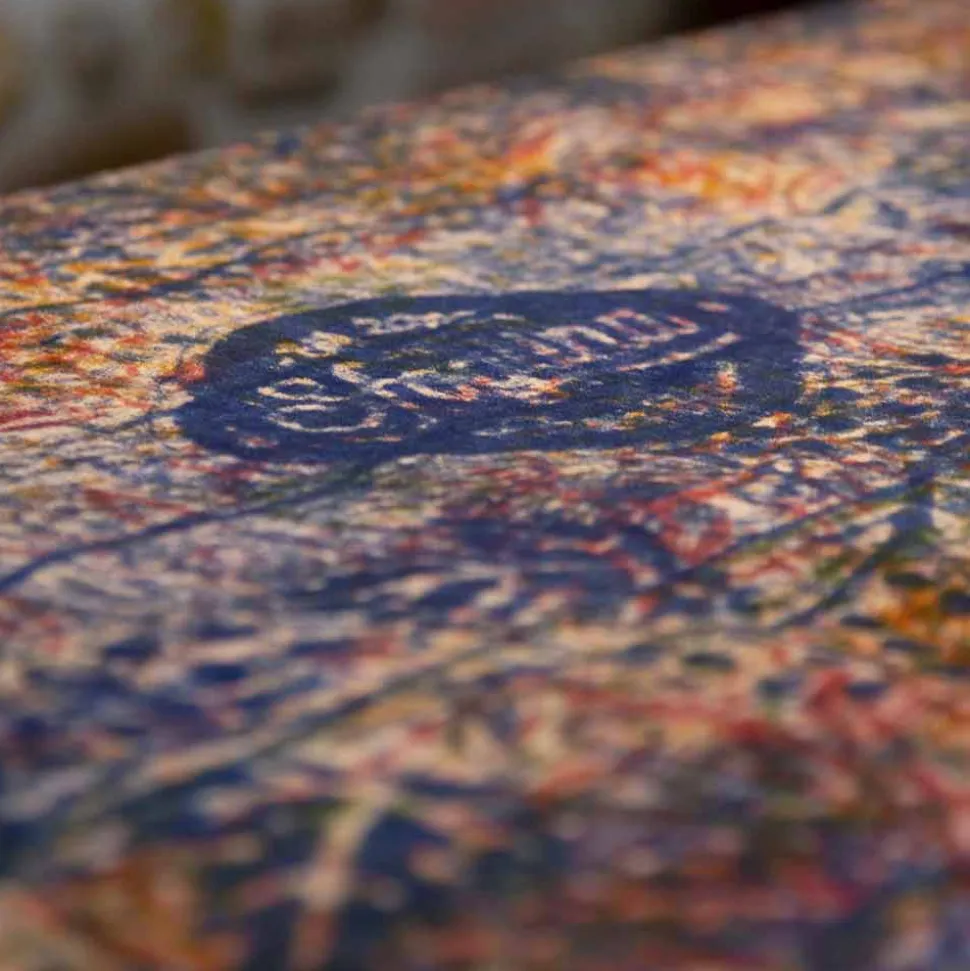 Tovaglia d'Arte Italiana con Disegno Stampato a Mano in Cotone Pezzo Unico