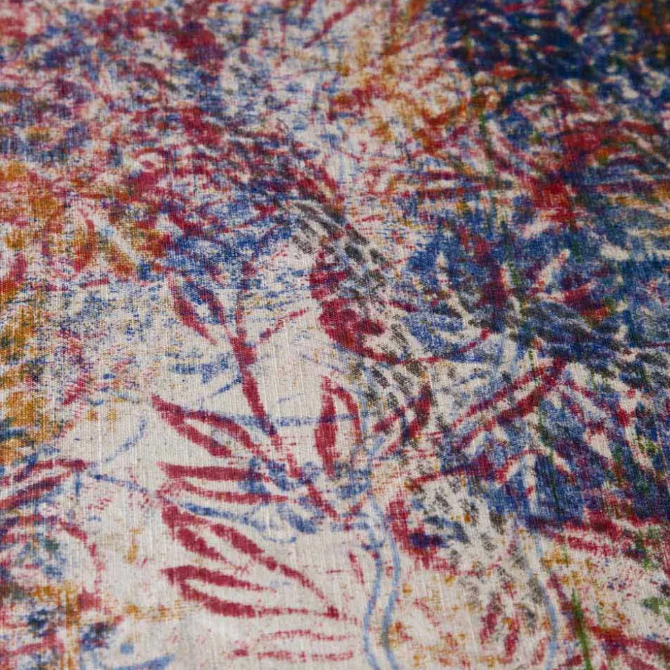 Tovaglia d'Arte Italiana con Disegno Stampato a Mano in Cotone Pezzo Unico