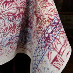 Tovaglia d'Arte Italiana con Disegno Stampato a Mano in Cotone Pezzo Unico