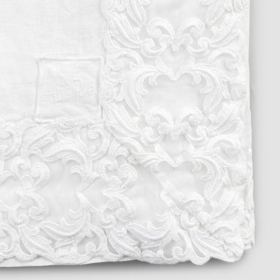 Tovaglia in Lino Bianco o Burro con Pizzo Farnese Design Rettangolare - Kippel