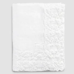 Tovaglia in Lino Bianco o Burro con Pizzo Farnese Design Rettangolare - Kippel