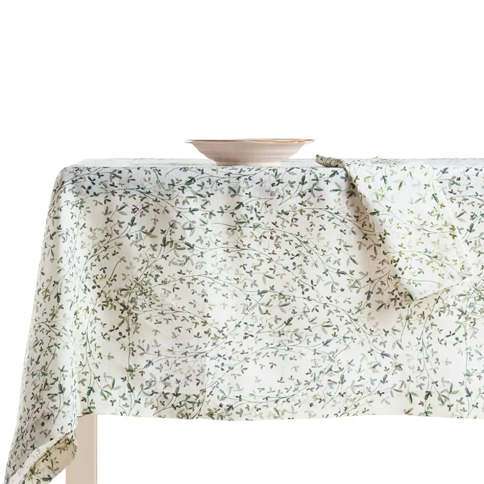 Tovaglia in Lino Stampato con Delicata Fantasia Vegetale Made in Italy - Velvet