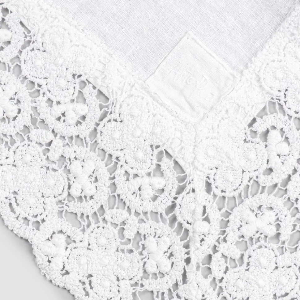 Tovaglia Rettangolare in Lino e Pizzo in Cotone Design Lusso Italiano - Olimpia