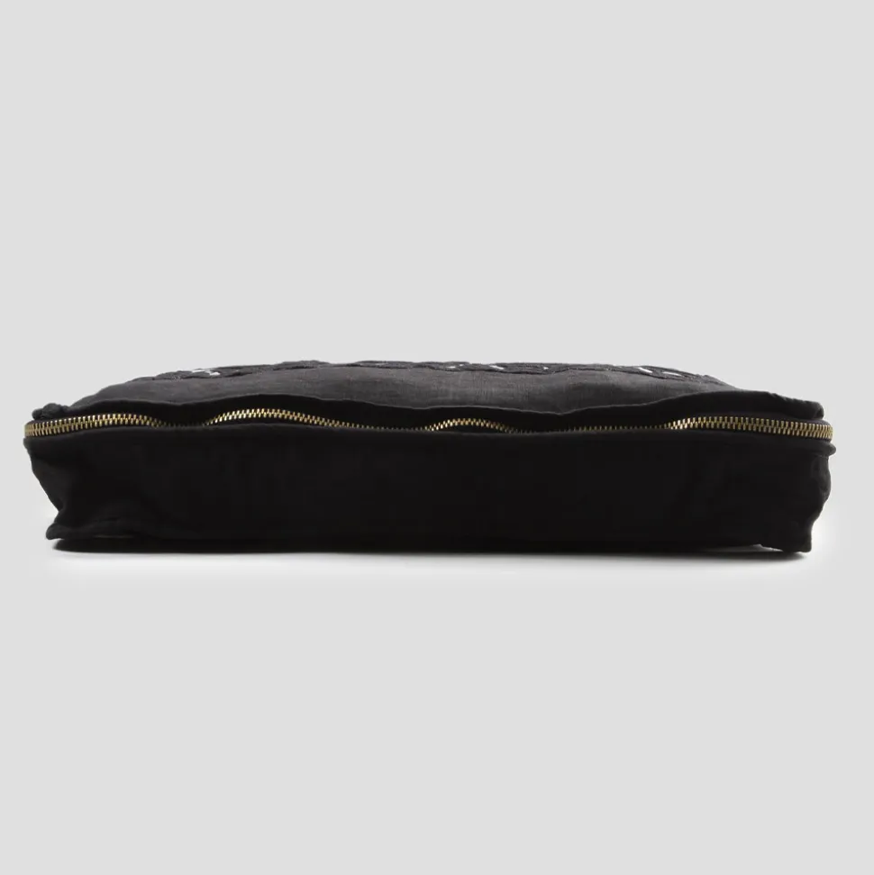 Trousse Grande in Lino e Cotone con Pizzo Farnese e Cerniera, 2 Finiture - Mike
