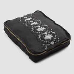 Trousse Grande in Lino e Cotone con Pizzo Farnese e Cerniera, 2 Finiture - Mike