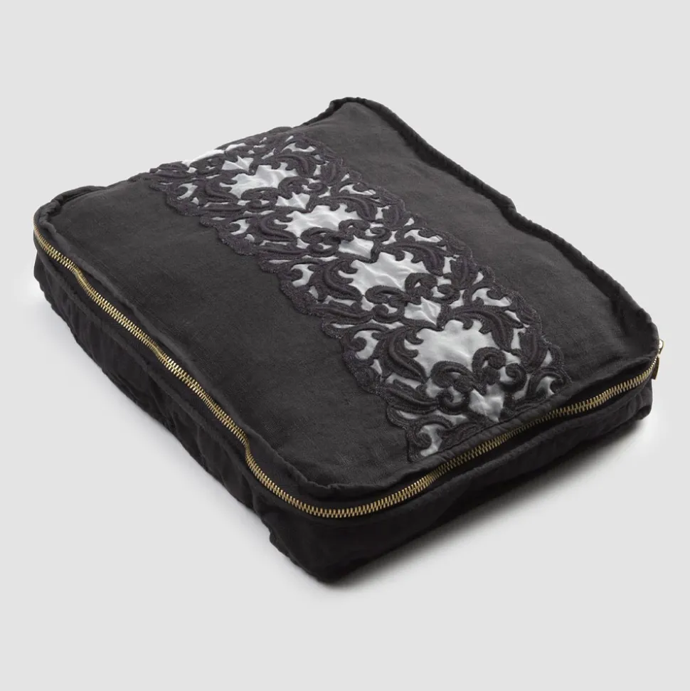 Trousse Grande in Lino e Cotone con Pizzo Farnese e Cerniera, 2 Finiture - Mike