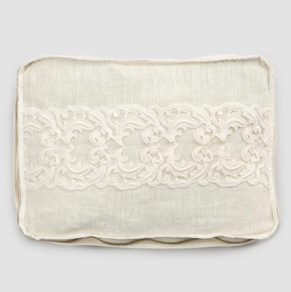 Trousse Grande in Lino e Cotone con Pizzo Farnese e Cerniera, 2 Finiture - Mike