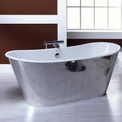 Vasca da bagno freestanding in ghisa placcata alluminio vintage Ida