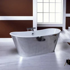 Vasca da bagno freestanding in ghisa placcata alluminio vintage Ida