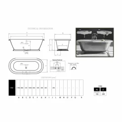 Vasca da bagno in ghisa di design con finitura lucida vintage Pierce
