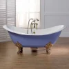 Vasca da bagno in ghisa smaltata e verniciata con piedini vintage Lane