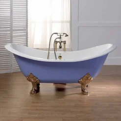 Vasca da bagno in ghisa smaltata e verniciata con piedini vintage Lane