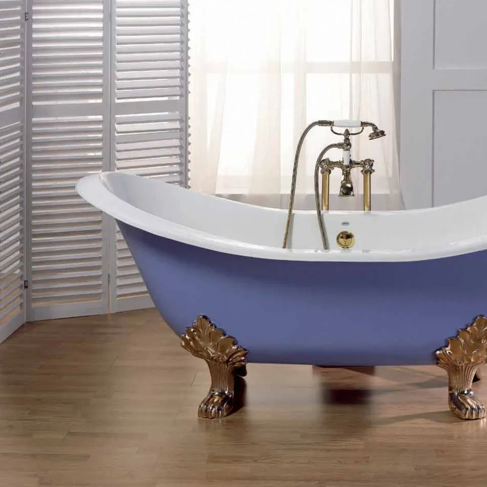 Vasca da bagno in ghisa smaltata e verniciata con piedini vintage Lane