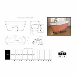 Vasca da bagno in ghisa verniciata con piedini vintage Melissa