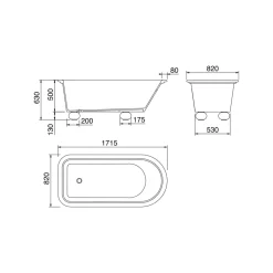 Vasca da Bagno in Solid Surface Bianco Opaco con Piedini - Gradi