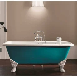 Vasca freestanding di design in ghisa con piedini decorati vintage Wanda