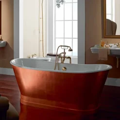 Vasca freestanding in ghisa con copertura esterna in foglia rame vintage Bass