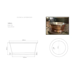 Vasca freestanding vintage in rame, placcata in ferro bianco Vanessa