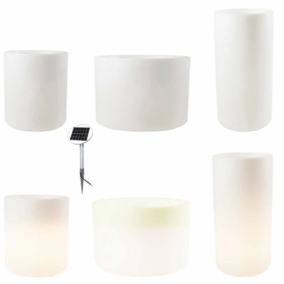 Vaso con Illuminazione Solare o Led Design da Interno o Esterno - Cilindrostar