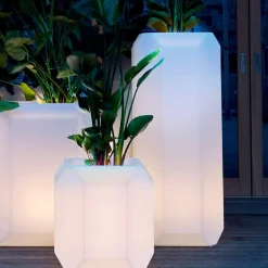 Vaso Luminoso in Plastica per Esterni o Interni, 3 Dimensioni, 2 pezzi - Gem by Myyour