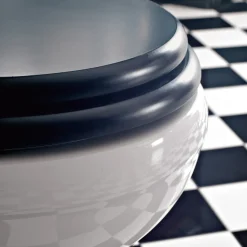 Vaso WC a Terra Cassetta in Ceramica e Sedile Nero Vintage Made in Italy – Marwa