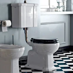 Vaso WC a Terra Cassetta in Ceramica e Sedile Nero Vintage Made in Italy – Marwa