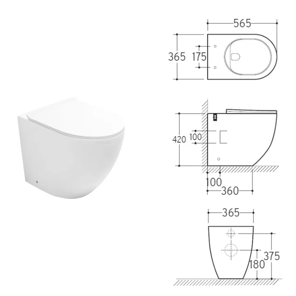 Vaso Wc a Terra Ciclonico con Sedile Soft Close in Ceramica Bianca - Aralia