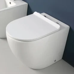 Vaso Wc a Terra Ciclonico con Sedile Soft Close in Ceramica Bianca - Aralia