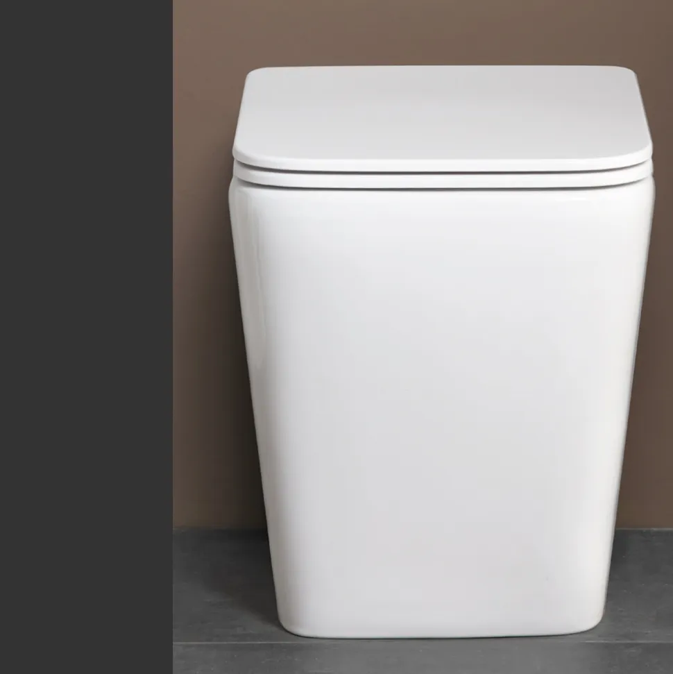 Vaso Wc a Terra con Sedile Soft Close in Ceramica dal Design Moderno - Giunco
