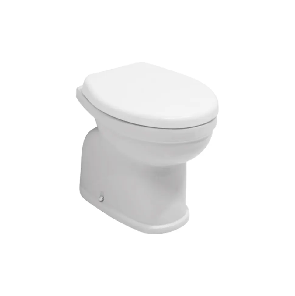 Vaso Wc a Terra in Ceramica Bianca Classica con Sedile in Poliestere - Silice