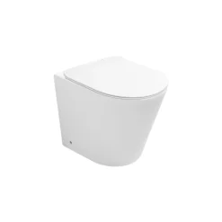 Vaso Wc a Terra Rimless con Sedile Soft Close in Ceramica Bianca - Ginepro