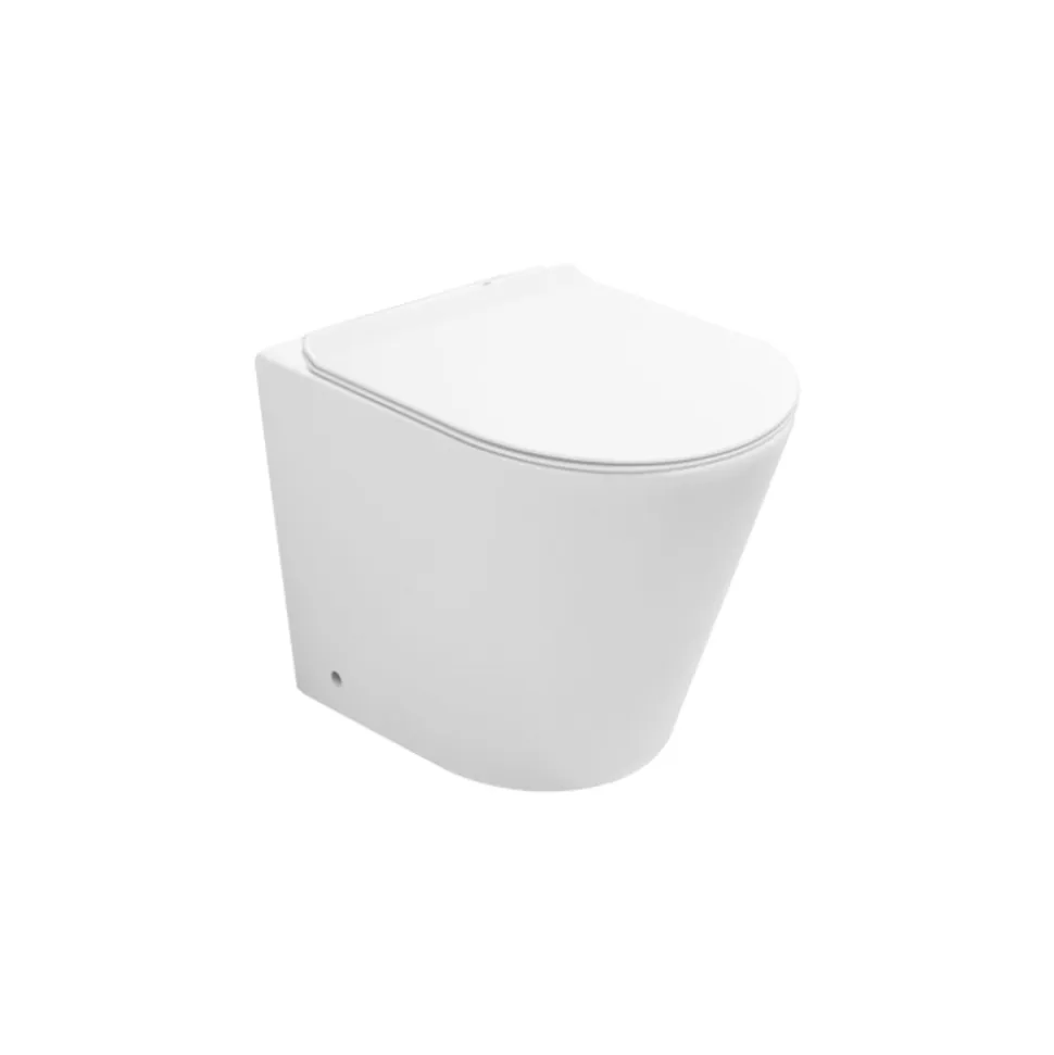 Vaso Wc a Terra Rimless con Sedile Soft Close in Ceramica Bianca - Ginepro