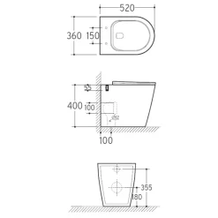 Vaso Wc a Terra Rimless con Sedile Soft Close in Ceramica Bianca - Ginepro