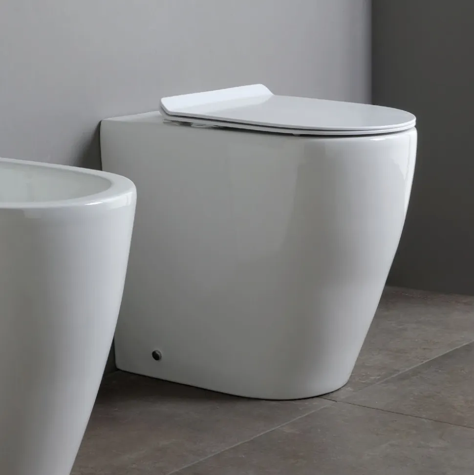 Vaso Wc con Scarico Traslato e Sedile Soft Close in Ceramica - Oleandro