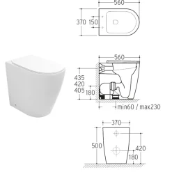 Vaso Wc con Scarico Traslato e Sedile Soft Close in Ceramica - Oleandro