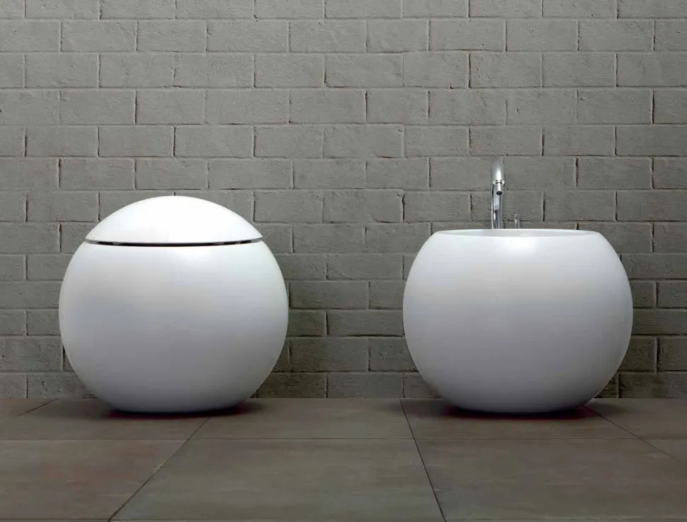 Vaso WC di Design a Sfera Fatto in Italia in Ceramica Fanna