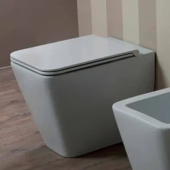 Vaso WC in ceramica bianca design moderno Sun Square, made in Italy