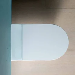 Vaso WC in ceramica bianco moderno Sun Round 57x37 cm made in Italy