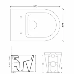 Vaso WC in ceramica bianco moderno Sun Round 57x37 cm made in Italy