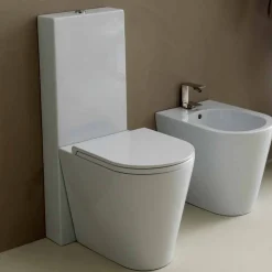 Vaso WC in ceramica bianco moderno Sun Round 57x37 cm made in Italy