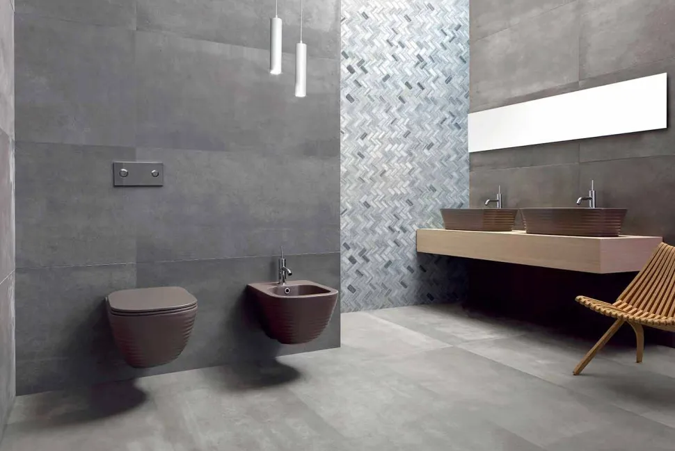 Vaso WC Moderno Sospeso in Ceramica Bianca o Colorata Trabia