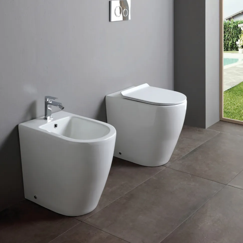 Vaso Wc Rimless e Sedile Soft Close Termoindurente in Ceramica - Oleandro