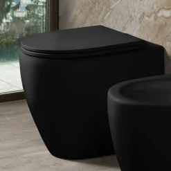 Vaso Wc Rimless in Ceramica Opaca Bianca e Nera con Sedile Soft Close - Aster