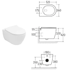 Vaso Wc Rimless Sospeso in Ceramica Bianca con Sedile Soft Close - Aster