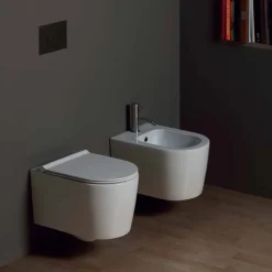 Vaso WC sospeso in ceramica design moderno Shine Square, made in Italy