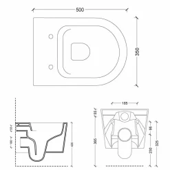 Vaso WC sospeso in ceramica design moderno Shine Square, made in Italy