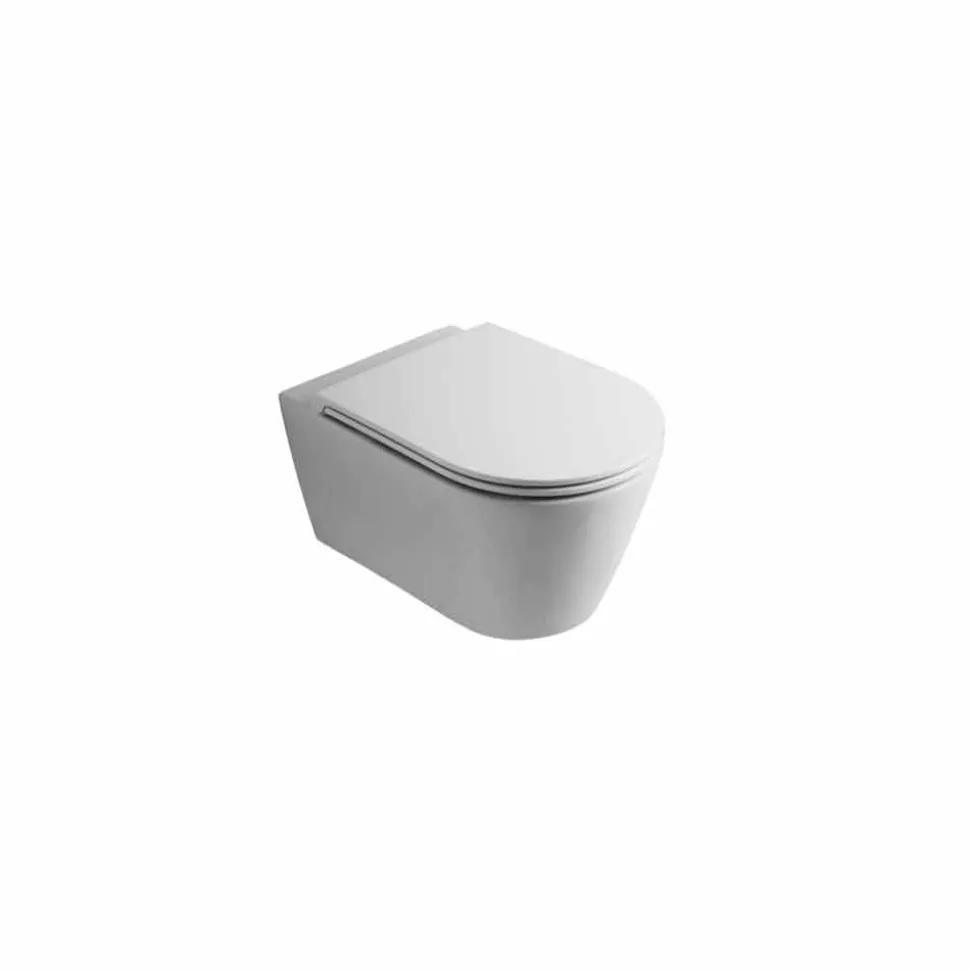 Vaso WC sospeso in ceramica moderno Sun Round 57x37 cm, made in Italy